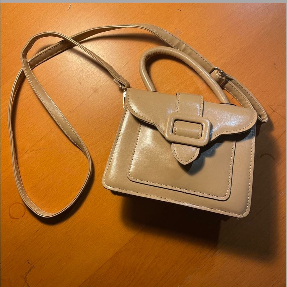 small flap faux leather bag